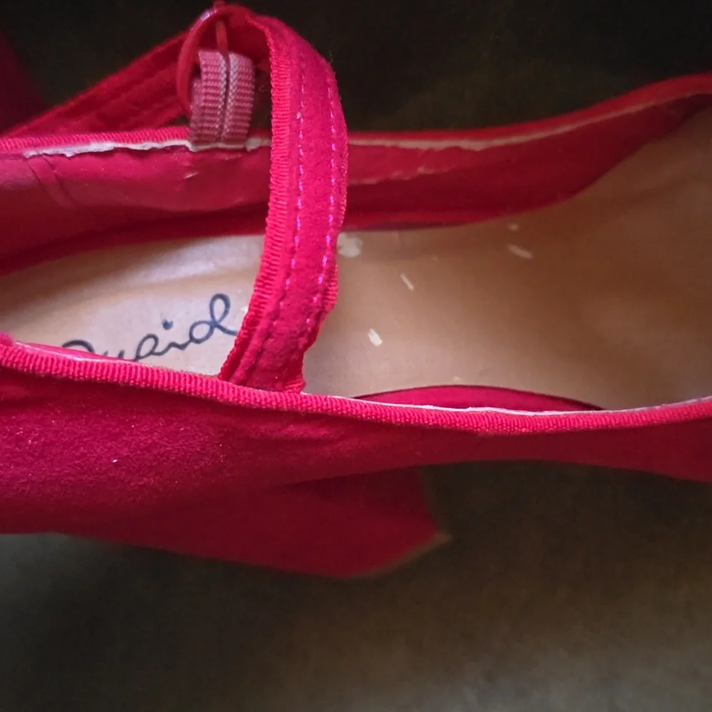 Qupid Red Suede Mary Jane Heels - Picture 3 of 7